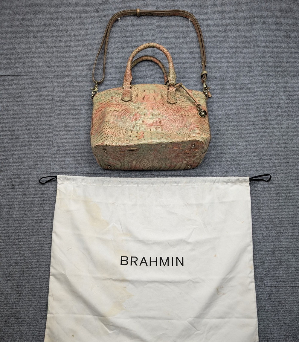 Brahmin Duxbury Satchel Crossbody Adjustable Shoulder Bag Purse Croc Embossed